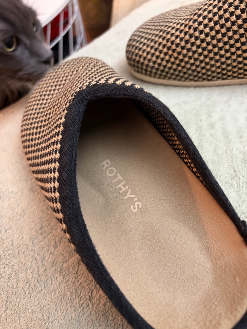 Rothy’s - Black & Tan Knit Slip-On Clog - Picture 2 of 3